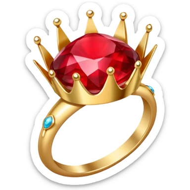 couronne en or à 3 pointes avec un énorme rubis au centre en cabochon sticker