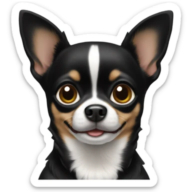 Black chihuahua with white chest sticker