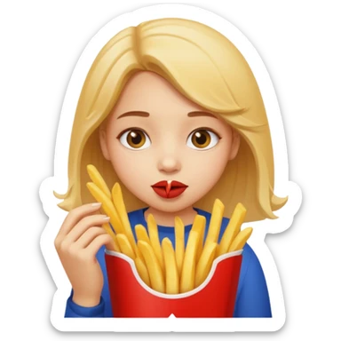 Girl munching fries sticker