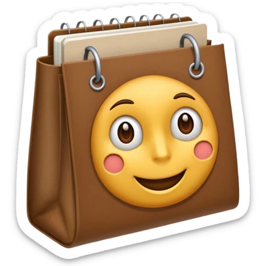 bolsa de papel con una libreta anillada sobresaliendo sticker