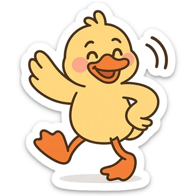 dancing cartoon duck emote for a duck race in pastel toon style sticker