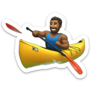Strong man kayaking lake sticker
