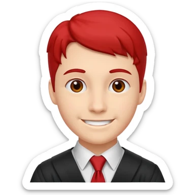 graduate student with red tie sticker