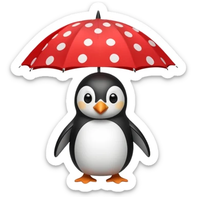 Penguin with red polka-dot umbrella sticker