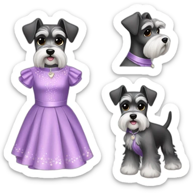 schnauzer dog with sweet sixteen dress sticker