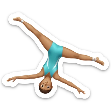 Gymnasts doing a backflip with a split leg on the floor. sticker