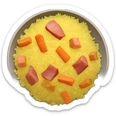 yellow rice with small pieces of meat and carrots sticker