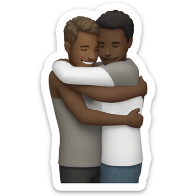 Two white men hugging sticker