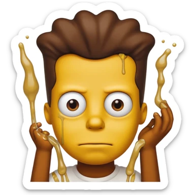 bart simpson covered in weird brown and yellow liquids and maybe some white too sticker