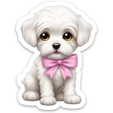 Schichon puppy pink bow sticker