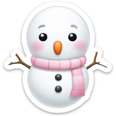 Cute white and light pink snowman sticker