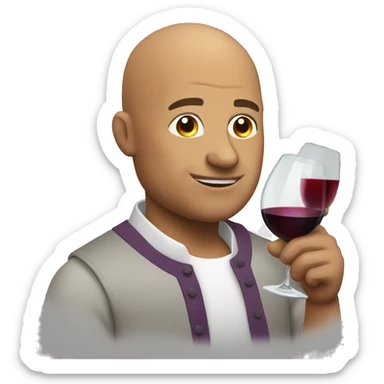 Bald man drinking wine  sticker