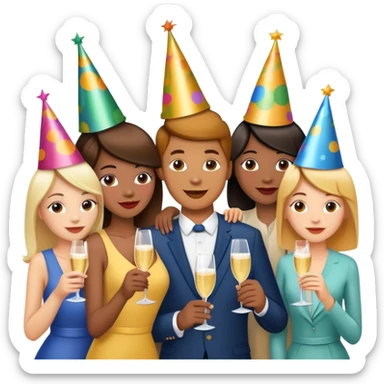 group of excited people celebrating together sticker