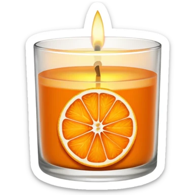 Citrus candle – orange wax in clear glass with slice of orange label sticker