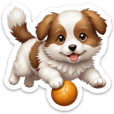 puppy chasing a ball sticker