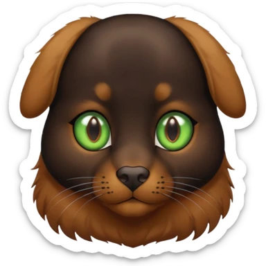black cat with brown eyes  and big brown retriever with green eyes  sticker