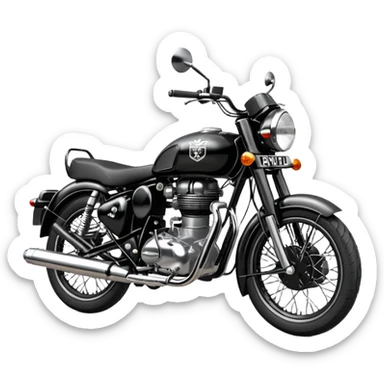 Black royal Enfield with white logo facing left side sticker