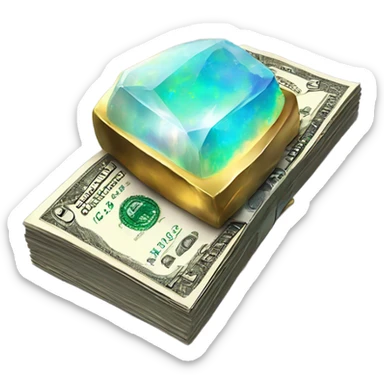 opal crystal gemstone dollar bill gold writing  sticker