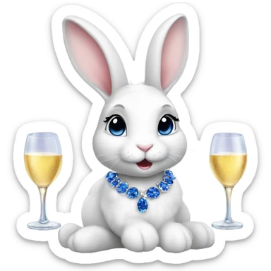 white female bunny wearing sapphires drinking champagne  sticker