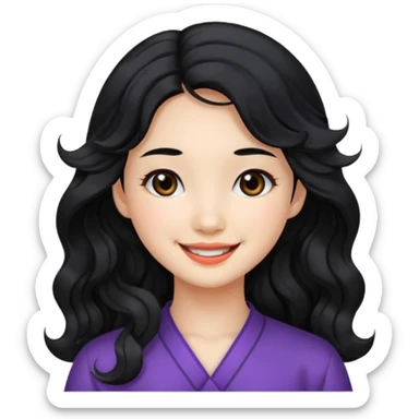 Beautiful girl,Black hair,wavy hair，long hair,Black eyes,Chinese sticker