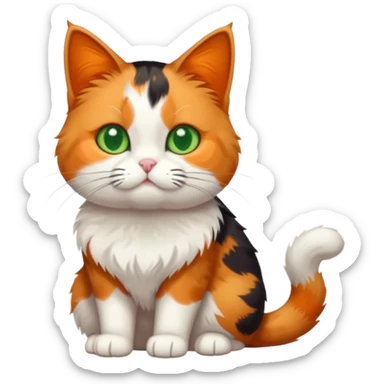 full body calico cat with small head and short but chubby body sticker