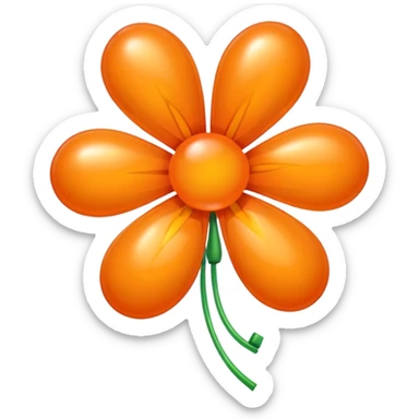 Orange flower, balloon style, shiny, inflated look sticker