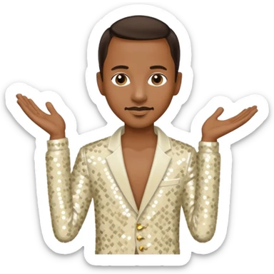 Tevin Campbell with dark brown hair, ivory sequin outfit sticker