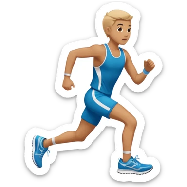 a person running in a race with running shoes sticker