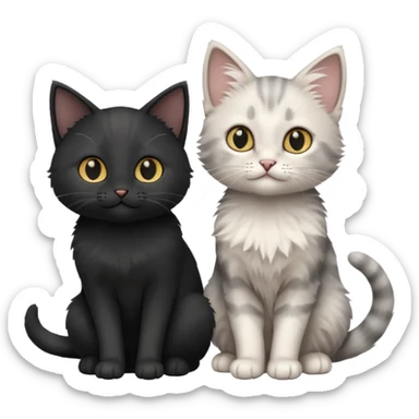 White and grey kitten and black cat sticker