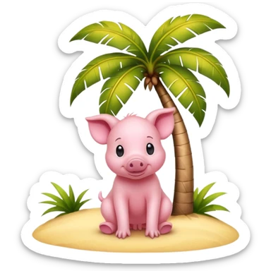 Piglet under a palm tree sticker