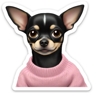 Black Chihuahua in a Rosa crewneck dogsweater  sticker