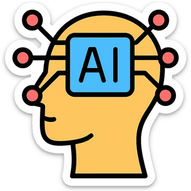inteligencia artificial, estilo minimalista, líneas limpias, fondo blanco sticker
