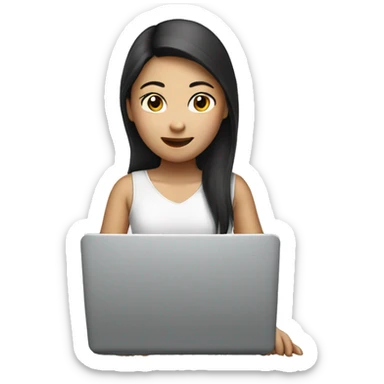 Asian girl with laptop  sticker