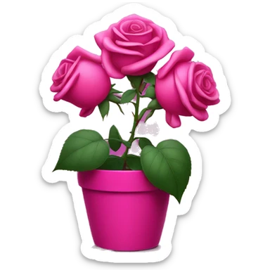 Rose in a fuchsia pot sticker