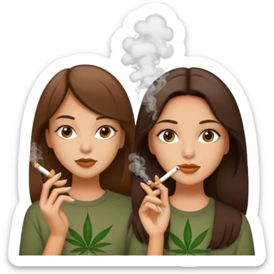 Two tan brunette girls smoking weed  sticker