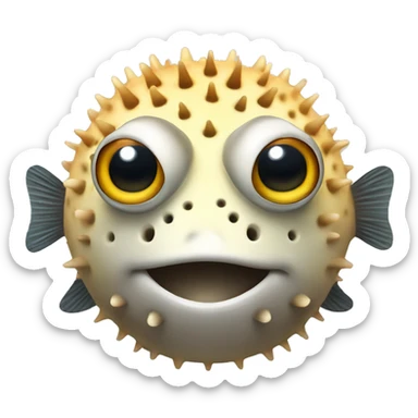 a puffer fish with cute eyes sticker