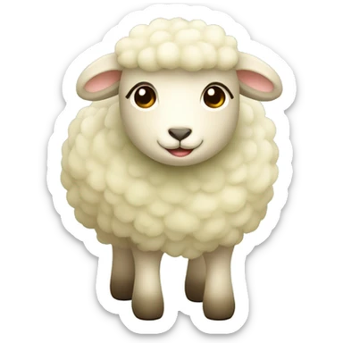 Cute sheep whit soft green legs and color beige cream body and face sticker