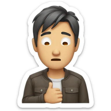 Double thumbs down crying Asian man sticker