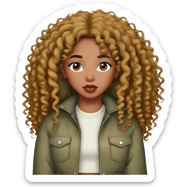 SZA with curly black hair and stylish outfit sticker