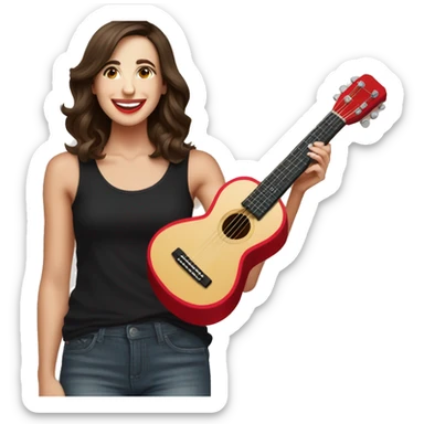 colleen ballinger wearing a black tank top and red pants holding ukelele sticker