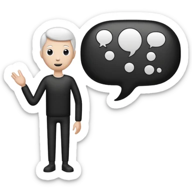 A white and black stick mand with a chat bubble coming from his mouth (encircled) sticker