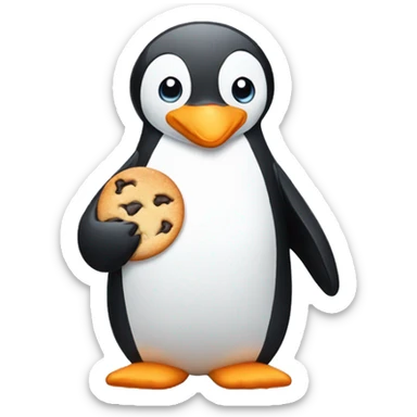 penguin eating cookie  sticker