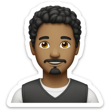 boy with goatee with short black hair and white skin sticker