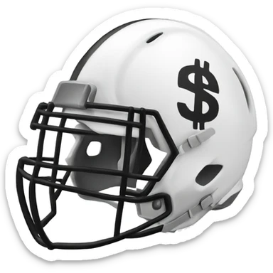 simple white football helmet with dollar sign on the side sticker