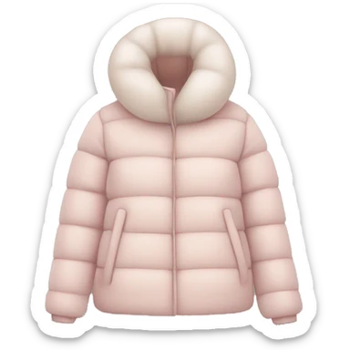 Pale blush pink puffer coat isolated  sticker