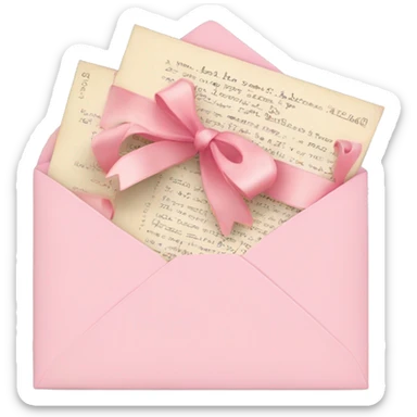 vintage love letters in envelope tied with a baby pink ribbon  sticker