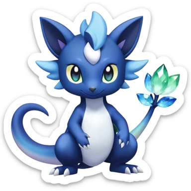 Rainbow crystal mix Shiny pastel Salandit-Meowstic-Noibat-Fakémon-hybrid-creature (full body)  sticker