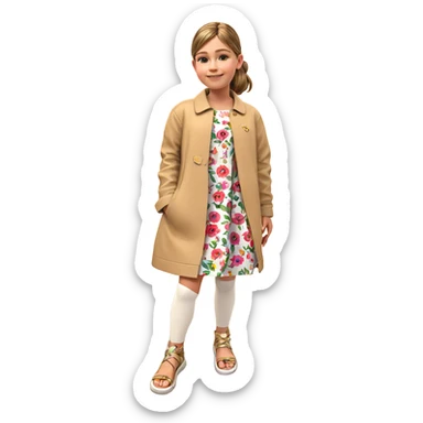 smiling girl in floral dress sticker