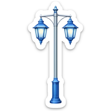 Modern Pole Light + blue halo, Street Lantern. sticker