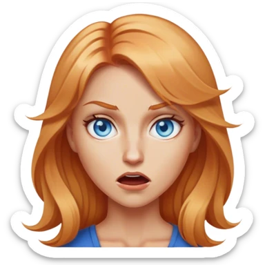 woman with strawbbery blond hair and blue eyes full of incandescent rage sticker